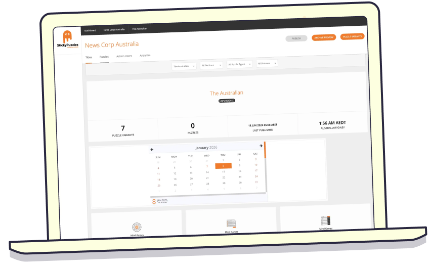 StickyPuzzles Dashboard showing puzzle management features